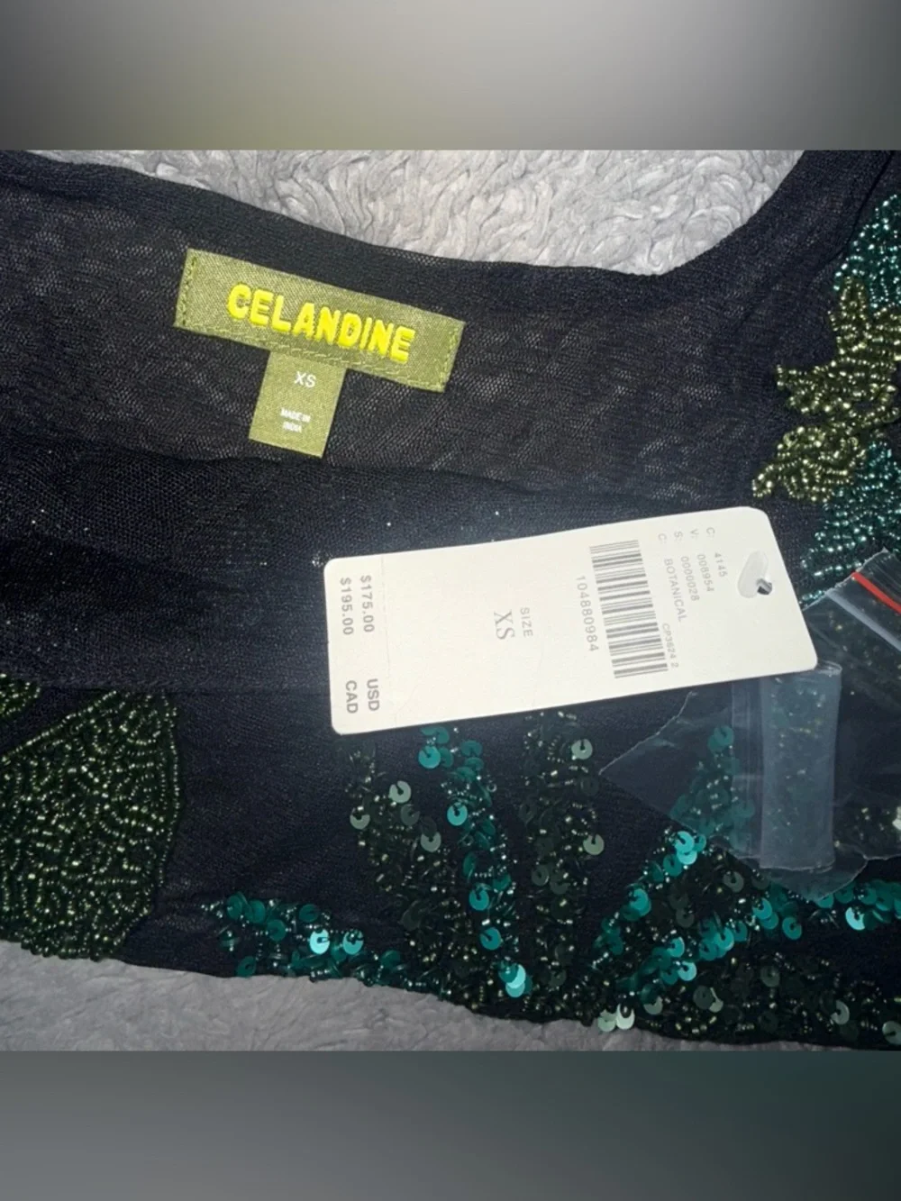 ANTHROPOLOGIE CELANDINE BEADED MESH CROP TOP IN BLACK - Picture 3 of 9